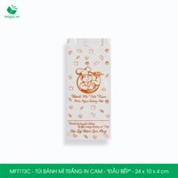 MFT1T3C - 24x10x4 cm - 100 Túi bánh mì Trắng, in sẵn họa tiết ĐẦU BẾP - Bao bánh mì Túi giấy thực phẩm an toàn