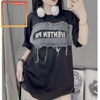 mg Áo thun nữ tay lỡ chất cotton khô 3158 in chữ AVENTEN phối bò phong cách Hàn Quốc AVATEN M928