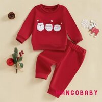 Mg-baby 2 Bộ Trang Phục Giáng Sinh Áo Dài Tay Thêu Và Quần Bỏ Túi Bộ Quần Áo Mùa Đông