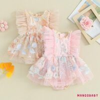 Mg-baby Bé Gái Romper Đầm Bay Tay Thêu Hoa Body Quần Áo Mùa Hè Cho Thường Ngày