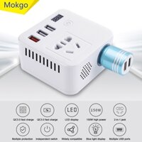 MG Công suất ô tô 150W Biến tần 12V sang 220V Bộ chuyển đổi số hóa Bộ điều hợp chuyển đổi Sine Wave QC 3.0 USB