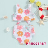 Mg-toddler Bé Gái Đồ Bơi Mùa Hè In Hoa Nút Thắt Trước Tankini Áo Bơi Quần Short Đồ Bơi 2 Miếng Bộ Đồ Tắm Bikini Đi Biển