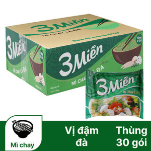 Mì 3 Miền chay lá đa Reeva thùng 30 gói x 65g