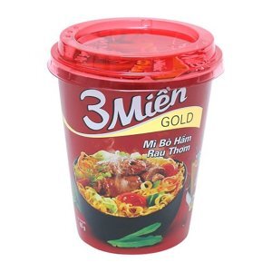 Mì 3 Miền Gold bò hầm rau thơm ly 65g