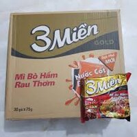 Mì 3 miền Gold Bò hầm rau thơm thùng 30 gói x 75g
