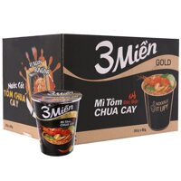Mì 3 Miền Gold tôm chua cay đặc biệt thùng 24 ly 65g