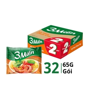 Mì 3 miền tôm chua cay 65g - Thùng 30 gói