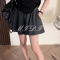 Mi di grey dây rút quần short giản dị 2023 mùa hè nữ eo cao ballet thể thao a-line nhỏ xếp ly rộng-leg quần bó sát