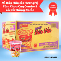 Mì  Hảo Hảo cốc  Hương Vị Tôm Chua Cay Combo 5 cốc và Thùng 24 Ly x 67g