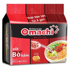 Mì khoai tây Omachi xốt bò hầm lốc 5 gói x 80g