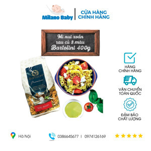 Mì nui xoắn rau củ 3 màu Bartolini gói 400g