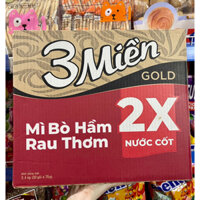 Mì Tôm 3 Miền Chua Cay, Mì Bò Hầm Rau Thơm Thùng 30 Gói X 75g