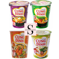 Mì tôm chua cay, Cua bể rau răm, Thịt hầm nấm, Chay rau nấm chua cay Cung Đình ly 65g (Thùng 24 ly)