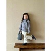 [Miakids] Set áo len màu xám kèm khăn trái tim- Hàn Quốc - thời trang thu đông