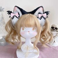 [miao Sanxia] Băng Đô Tai Mèo Màu Hồng Đen Phong Cách lolita Đáng Yêu Cho Nữ