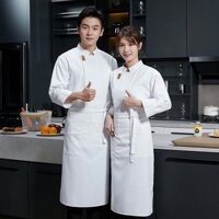 [Miaomiao] [Quần áo đầu bếp Mengcai 1] Quần áo đầu bếp nhà hàng phương Tây Quần áo mùa thu Đầu bếp nấu ăn khách sạn Thịt nướng dài tay Quần yếm bánh răng lớn Áo trắng Top Men.Xing Maobao