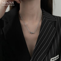 MIAOYA Fashion Jewelry Shop INS Mặt dây chuyền hình móng ngựa phụ nữ Vòng cổ đôi màu bạc mới cho học sinh Quà sinh nhật đẹp
