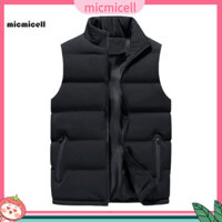 Mic _ Áo Vest đệm thoải mái có mũ trùm đầu có dây kéo Áo Vest nam không tay cổ đứng có túi Áo khoác có dây kéo thời trang Áo ghi lê đóng cửa màu trơn để bổ sung cho Đông Nam