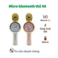 MIC Hát Cầm Tay Bluetooth X6 Kèm Loa Hát Dễ Thương Cực Hay Công Nghệ Lọc Loại Bỏ Tạp Âm Karaoke Cực Đã