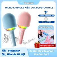 Mic hát karaoke L8 - Micro karaoke bluetooth kiêm loa có đèn led RGB, âm thanh chất lượng, chuyển đổi 4 giọng nói