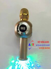Mic hát kèm loa bluetooth M8 có đèn, hàng chất lượng, giá tốt