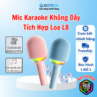 Mic Karaoke Bluetoolth tích hợp Loa, Míc hát karaoke L8 đèn LED RGB đổi màu, Micro đổi giọng 4 chế độ, Lọc Âm - Tạo Vang