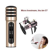 Mic Livestream C7 Micro Thu Âm Karaoke Live Stream Âm Thanh Vượt Trội Tặng Kèm Tai Nghe Loại Cao Cấp Đủ Dây Kết Nối