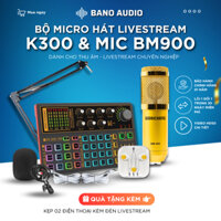 Mic Livestream | Micro thu âm Sound Card K300 & Mic BM900 Hát Livestream Điện Thoại Chuyên Nghiệp, Baongoc Audio