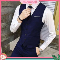 Mic _ Men Slim Fit Phù Hợp Với Áo Vest Thiết Kế Nhiều Nút Áo Vest Nam Slim Fit Trang Trọng Phù Hợp Với Áo Vest Cổ Chữ V Không Tay Groomsman Áo Khoác Áo Khoác Màu Trơn Bảo Hộ Lao Động Bán Chạy Nhất