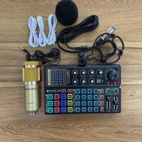 Mic thu âm BM900 và sound card K900 có auto-tune, tích hợp pin, có bluetooth đầy đủ các dây để livestream.