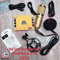 Mic thu âm bm900 và sound card k10 2020 đời mới kèm tai nghe - Đây trọn bộ mic livestream đầy đủ