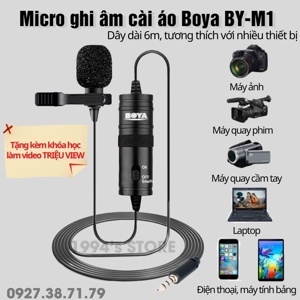 Micro thu âm cài áo Boya By-M1 - cho điện thoại máy ảnh dslr máy quay