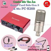 Mic Thu Âm Cao Cấp Takstar PC K200 và Sound card  Focusrite Scarlett Solo Gen 3 Chân kẹp dây livestream MA2 dây mic 3m