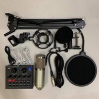 Mic Thu Âm, Hát Karaoke,Livestream online (combo Souncard V8 bluetooth,Bm900) kèm dây live