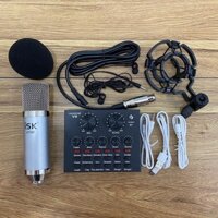 Mic Thu Âm ISK AT350 và Sound Card V8 có Bluetooth Auto-tune tặng kèm tai nghe - Bộ mic đã có dây livestream