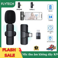 Mic thu âm không dây cài áo lọc tiếng ồn model K9 - Hỗ Trợ 2 hệ điều hành ADR & IOS , Bảo hành 1 năm