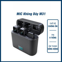 Mic Thu Âm Không Dây Cho Điện Thoại M31, Bật Tắt Lọc Ồn - Micro Ghi Âm Cài Áo, Quay Video, Làm Vlog
