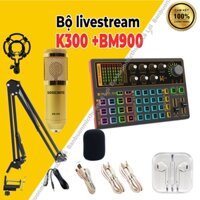 Mic Thu Âm Micro Livestream Trọn Bộ Soundcard K300 & Mic BM900 ⚡BH 1 NĂM⚡ Thu Âm Điện Thoại Máy Tính