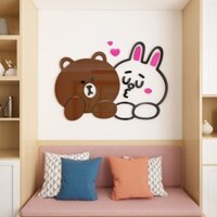 Mica Tranh Hoạt Hình Gấu Nâu Decal Dán Tường 3D Acrylic Dán Tường Phòng Ngủ Trẻ Em Trang Trí Dán Tường