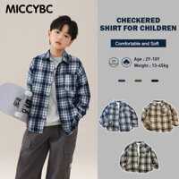 [Miccybc] Áo sơ mi kẻ sọc cho bé trai 2-10 tuổi Áo khoác dài tay Cotton cũ cho bé gái Áo khoác ca rô