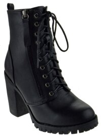 Michi 3 Womens Chunky Heel Platform Lug Sole Lace Up Booties