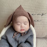 Michi Baby| Mũ (Nón) Len Tai Cún Chóp Nhọn Phong Cách Hàn Quốc Dễ Thương, Chất Len 2 Lớp Dày Dặn Ấm Áp