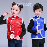 Michley Áo Khoác cotton Không Tay Phong Cách Trung Hoa Cho Bé Trai Và Gái Mặc Trong Ngày Tết Năm Mới