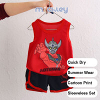 Michley Cartoon Ultraman Design Áo & Quần Short Không Tay Cho Trẻ Em - Mặc Mùa Hè