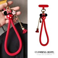 Mickey Minnie Bện Dày Tay Dây Nữ Ins Tay Đơn Giản Và Thời Trang Cổ Tay Dây Kẹp Điện Thoại Di Động Sling Ngắn