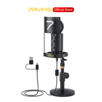 Micro 7RYMS AU02-K1, Bộ Mic ngưng tụ chuyên nghiệp USB có thẻ âm thanh bên trong, đèn RGB và chân đế để ghi âm nhạc Podcast / chơi game / Audiobook / ASMR