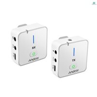 Micro Andoer MX5 2.4G Hệ thống micrô ghi âm không dây có bộ thu phát Kẹp Lavalier Mic 50M Phạm vi hiệu quả Pin tích hợp R MallcenTOP5