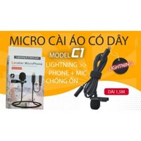 Micro Cài Áo C1 Cho Điện Thoại Chân 3.5mm Type-C Lightning iPhone Thu Âm Nhạy Rõ Nét, mic thu âm điện thoại kẹp ve áo.