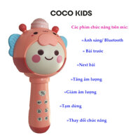 Micro cho bé hát karaoke kết nối Bluetooth, phát nhạc, có đèn, thay đổi giọng nói,tích hợp loa không dây
