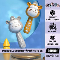 Micro cho bé hát karaoke kết nối Bluetooth, phát nhạc, có đèn, thay đổi giọng nói, tích hợp loa không dây 9BABY